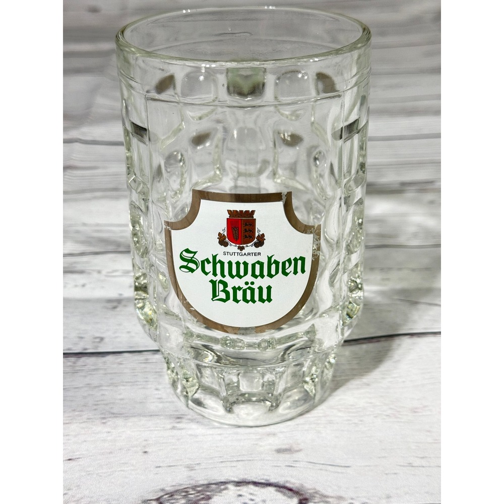Schwaben Brau Stuttgarter 0.5L Dimpled Glass Beer Mug Tankard Germany